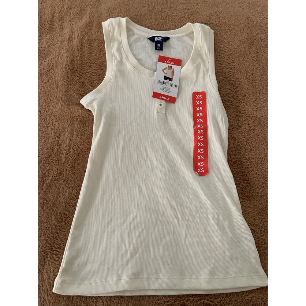 Lands' End Women's Lightweight Relaxed Fit Scoop Neck Ribbed Tank Top XS NWT